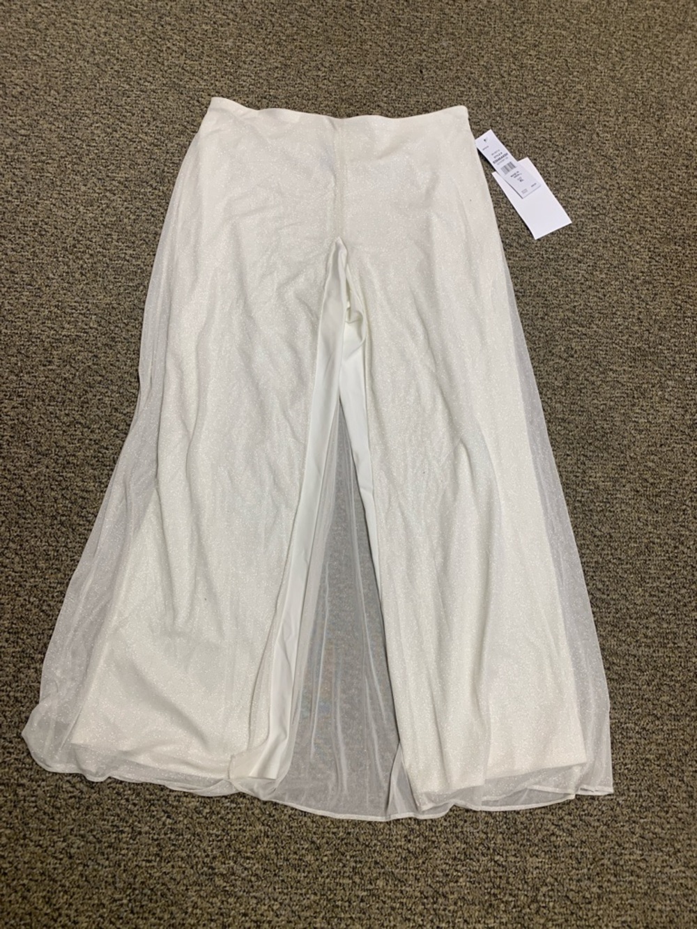 MSK White Wide-Leg Layered Palazzo Pants
